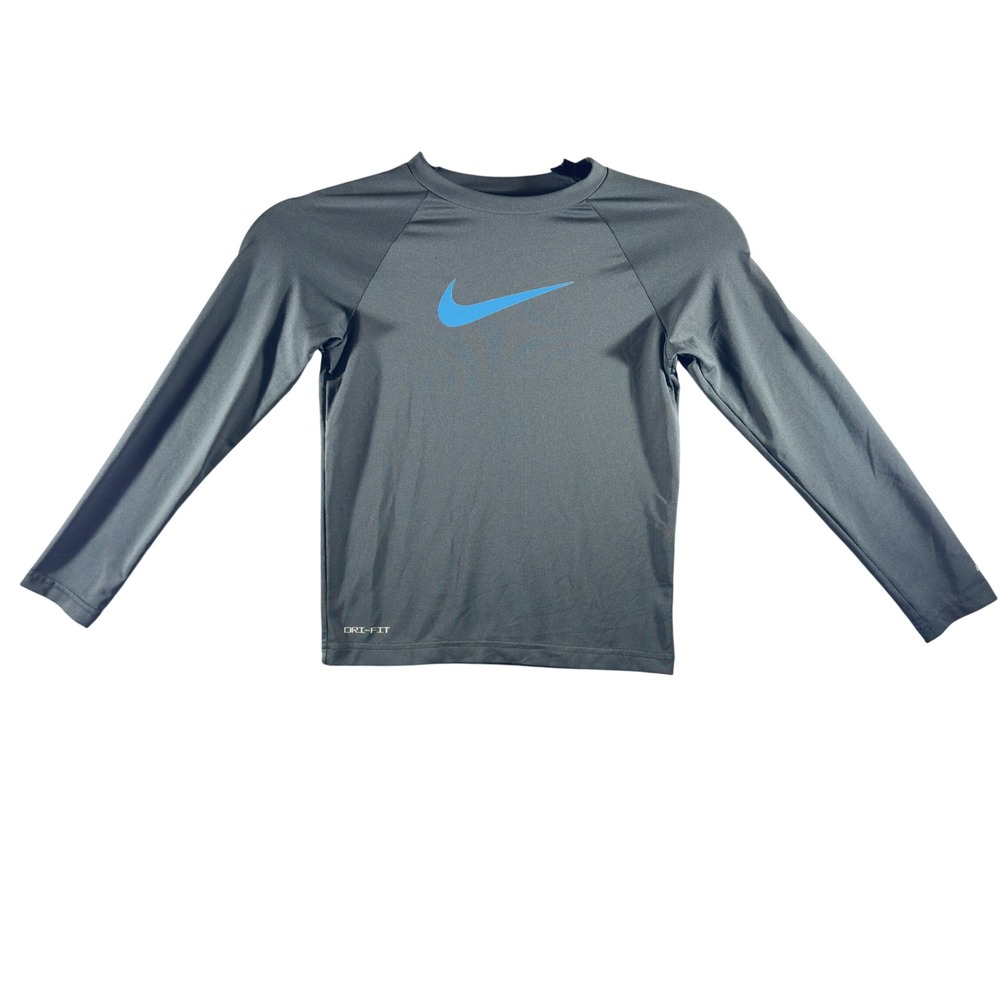 313 | Nike‎ Swim Kids XS Dri-FIT UPF 40+ Long Sleeve Rash Guard Gray